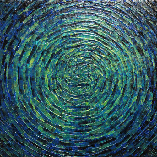 Éclat concentrique vert bleu by Jonathan Pradillon, Painting for Sale on Singulart