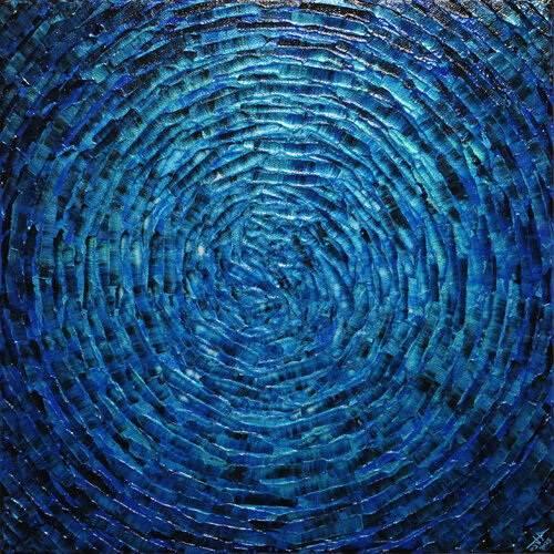 Éclat concentrique bleu perlé van Jonathan Pradillon, Schilderij te koop op Singulart