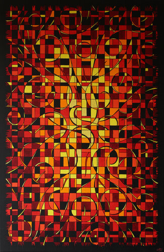 Fragmentation rougeoyante van Jonathan Pradillon, Schilderij te koop op Singulart