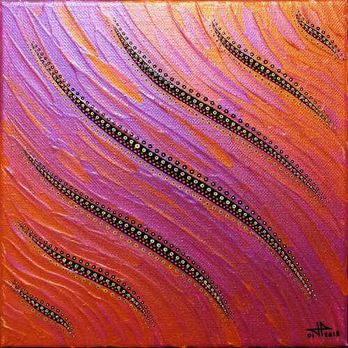 Fluide rose orange iridescent van Jonathan Pradillon, Schilderij te koop op Singulart