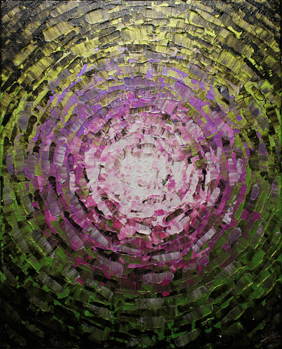 Éclat de lueur rose verte iridescente van Jonathan Pradillon, Schilderij te koop op Singulart