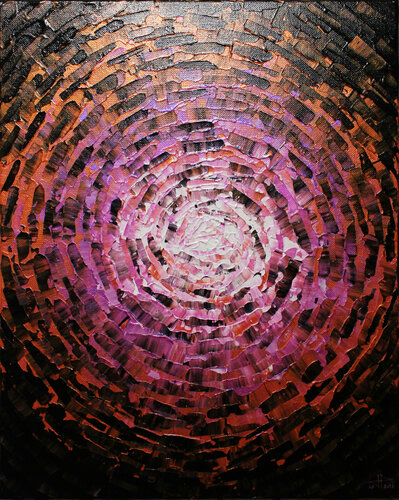 Éclat de lueur rose orange iridescente van Jonathan Pradillon, Schilderij te koop op Singulart