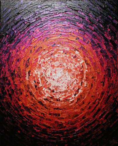 Éclat de lueur orange rose iridescente van Jonathan Pradillon, Schilderij te koop op Singulart