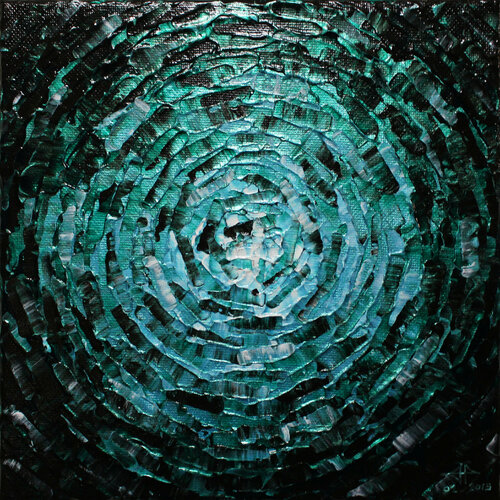 Petit éclat de lueur bleue émeraude iridescente van Jonathan Pradillon, Schilderij te koop op Singulart