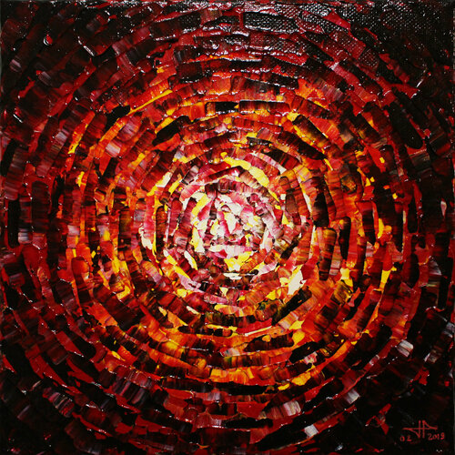 Petit éclat de lueur jaune rouge van Jonathan Pradillon, Schilderij te koop op Singulart