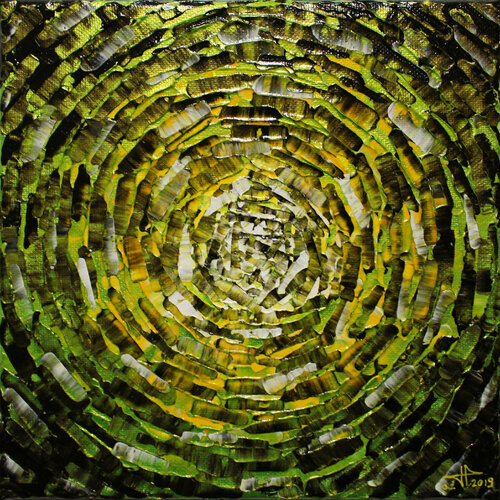 Petit éclat de lueur jaune verte iridescente van Jonathan Pradillon, Schilderij te koop op Singulart