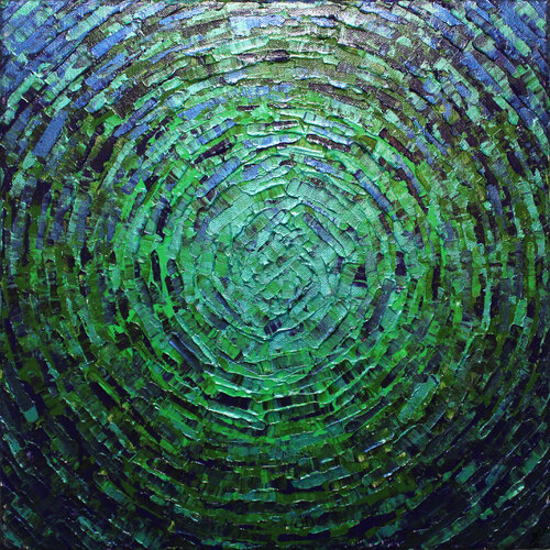 Éclat de lueur verte violette iridescente van Jonathan Pradillon, Schilderij te koop op Singulart