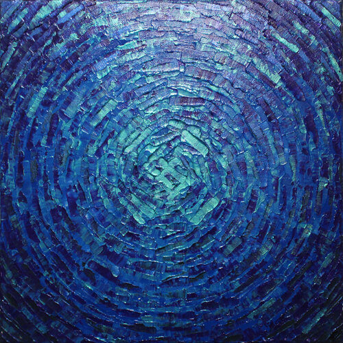 Éclat de lueur bleue dégradée iridescente van Jonathan Pradillon, Schilderij te koop op Singulart