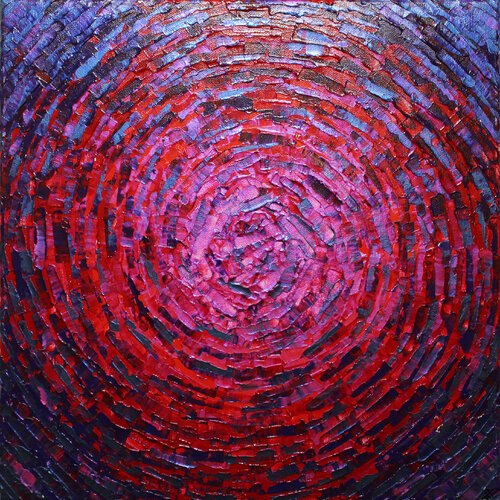 Éclat de lueur rouge violette iridescente van Jonathan Pradillon, Schilderij te koop op Singulart