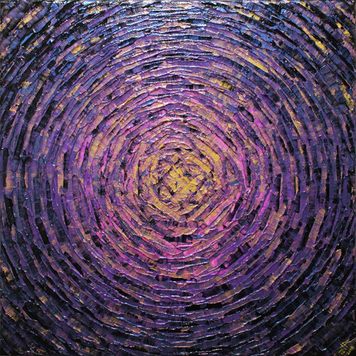 Éclaté de couleur doré violet di Jonathan Pradillon, Pittura in vendita su Singulart