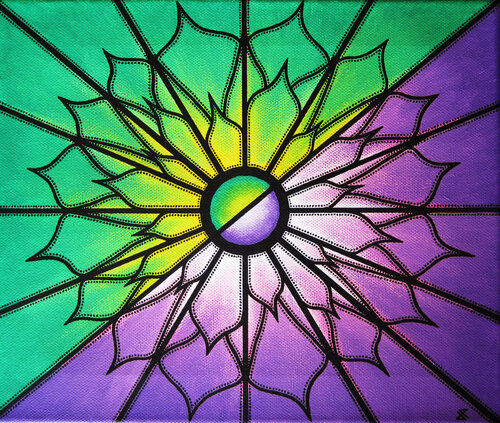 Violet & vert van Jonathan Pradillon, Schilderij te koop op Singulart