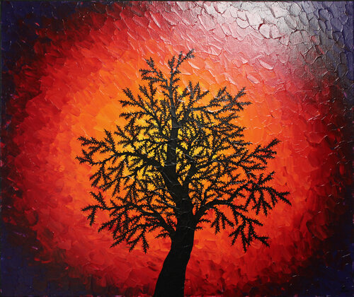Silhouette d’arbre de nuit par Jonathan Pradillon, Peinture en vente sur Singulart