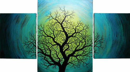 Arbre d'aurore boréale par Jonathan Pradillon, Peinture en vente sur Singulart