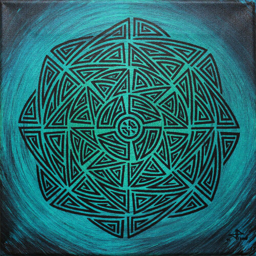 Bleu émeraude tribal von Jonathan Pradillon, Malerei kaufen auf Singulart