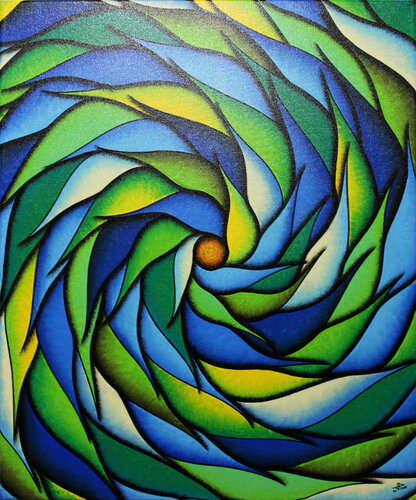 Spirale verdoyante et bleutée di Jonathan Pradillon, Pittura in vendita su Singulart