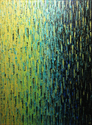 Fondu or vert bleu iridescent par Jonathan Pradillon, Peinture en vente sur Singulart