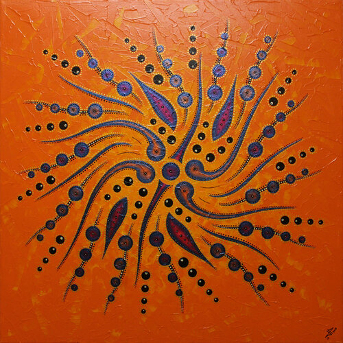 Mouvement de formes abstraites / Orange von Jonathan Pradillon, Malerei kaufen auf Singulart