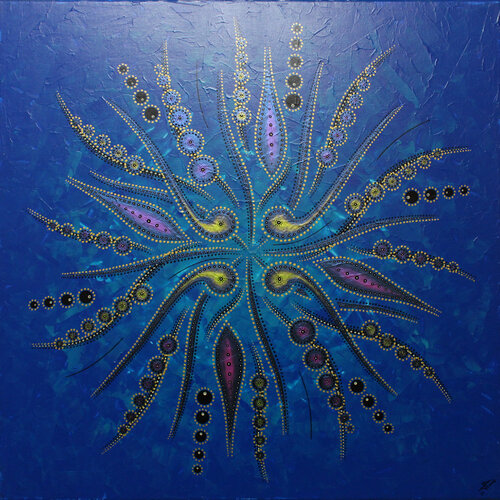 Mouvement de formes abstraites / Bleu par Jonathan Pradillon, Peinture en vente sur Singulart