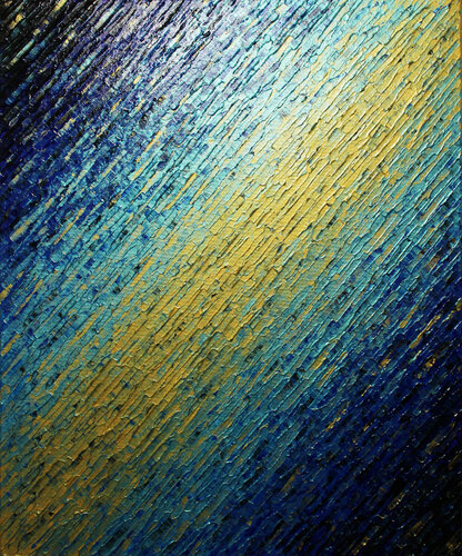 Texture couteau or bleue par Jonathan Pradillon, Peinture en vente sur Singulart