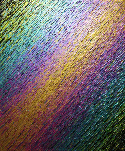 Texture couteau or rose bleue verte iridescente par Jonathan Pradillon, Peinture en vente sur Singulart