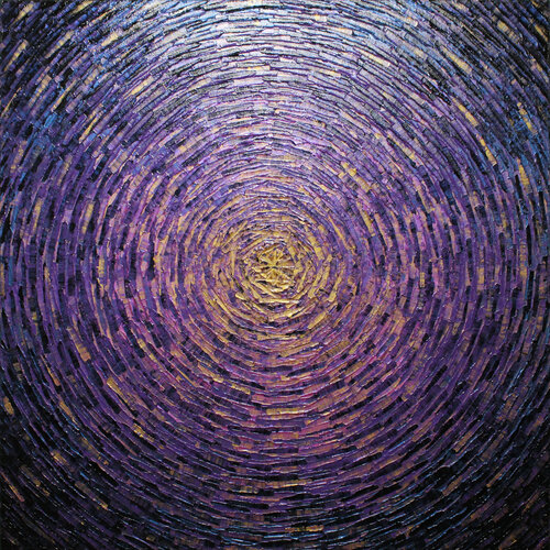 Grand éclat couleurs doré rose violet van Jonathan Pradillon, Schilderij te koop op Singulart