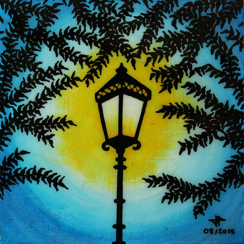 Réverbère de nuit van Jonathan Pradillon, Schilderij te koop op Singulart