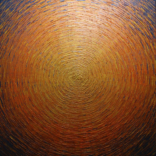 Grand éclat couleurs or orange par Jonathan Pradillon, Peinture en vente sur Singulart