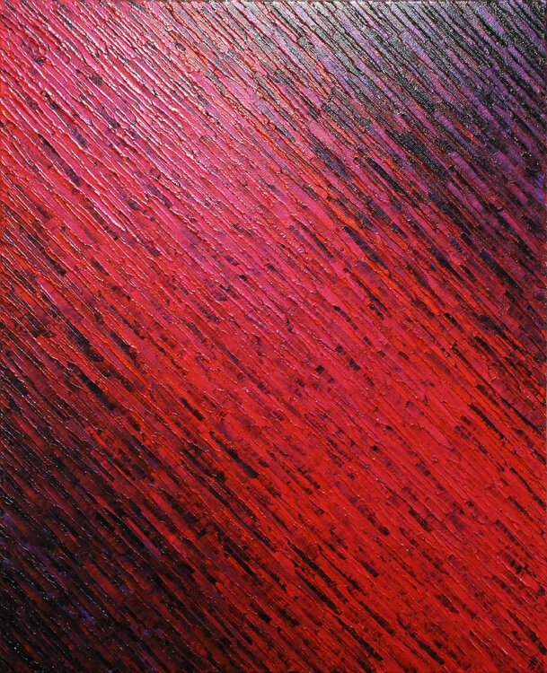 Texture couteau rouge iridescente violette Jonathan Pradillon