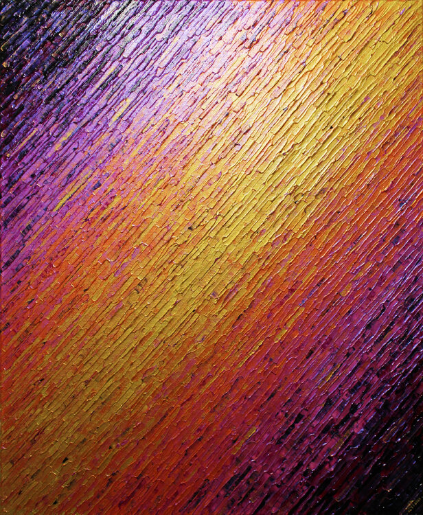 Texture couteau or orange rose iridescente Jonathan Pradillon