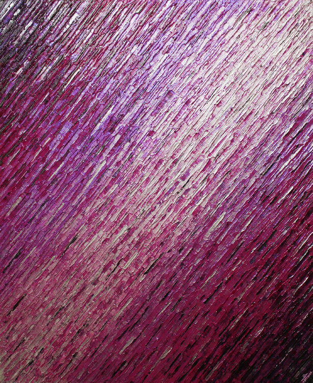Texture couteau blanc perlée argentée rose iridescente Jonathan Pradillon