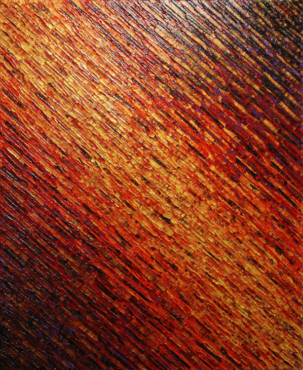 Texture couteau dorée rouge violette Jonathan Pradillon