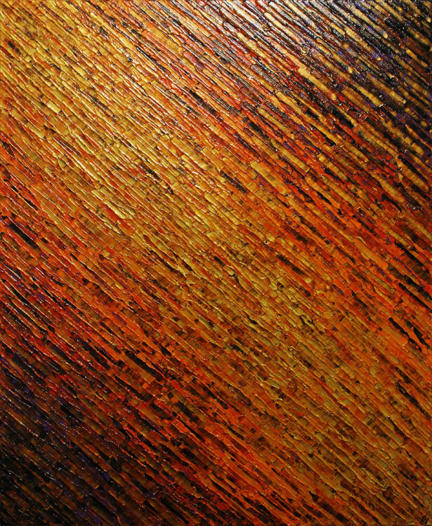 Texture couteau or orange rouge violette Jonathan Pradillon