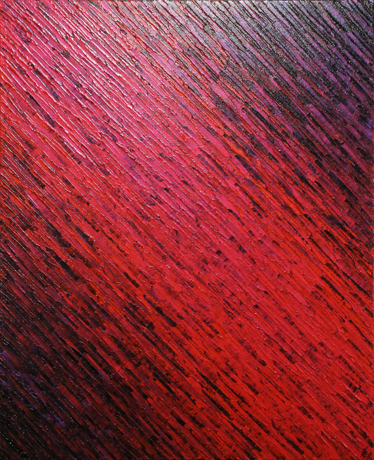 Texture couteau rouge iridescente violette Jonathan Pradillon