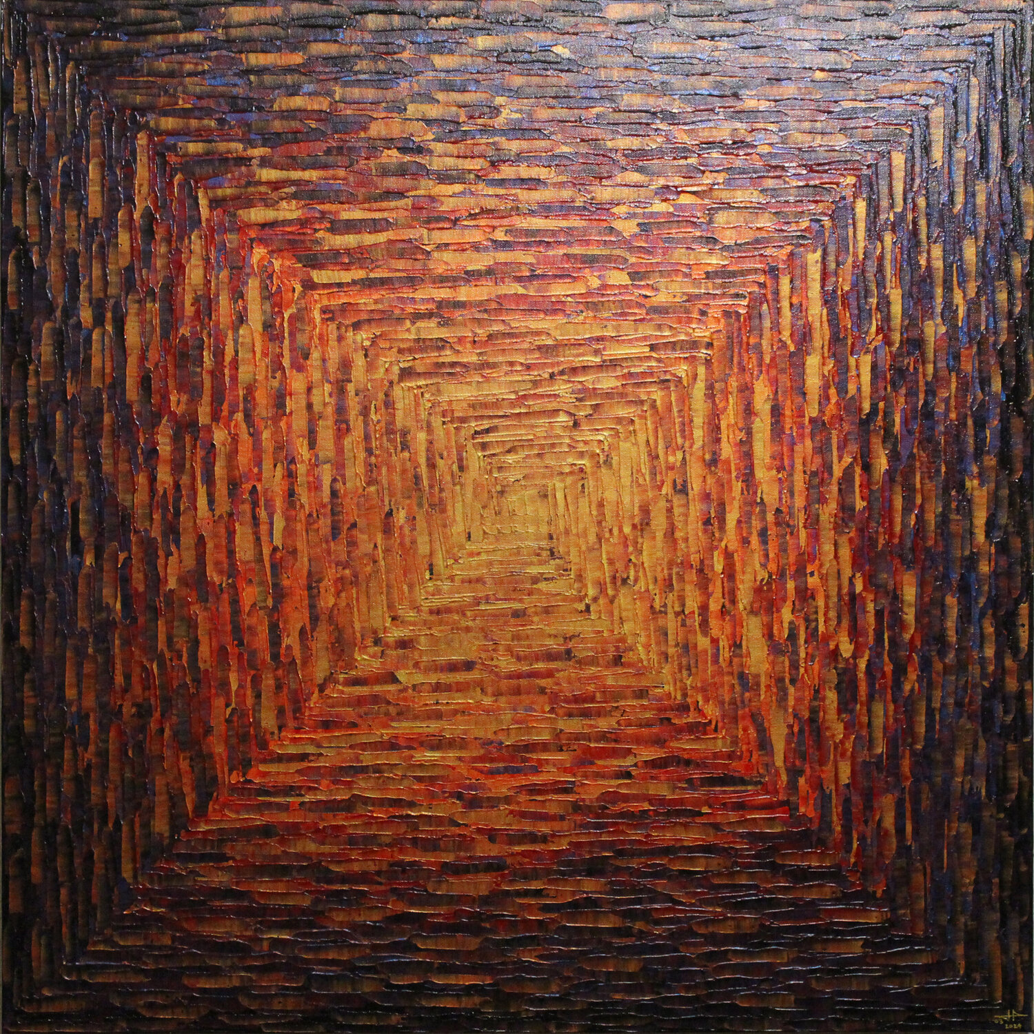 Grand dégradé carré brasillant Jonathan Pradillon Originalgemälde zu verkaufen