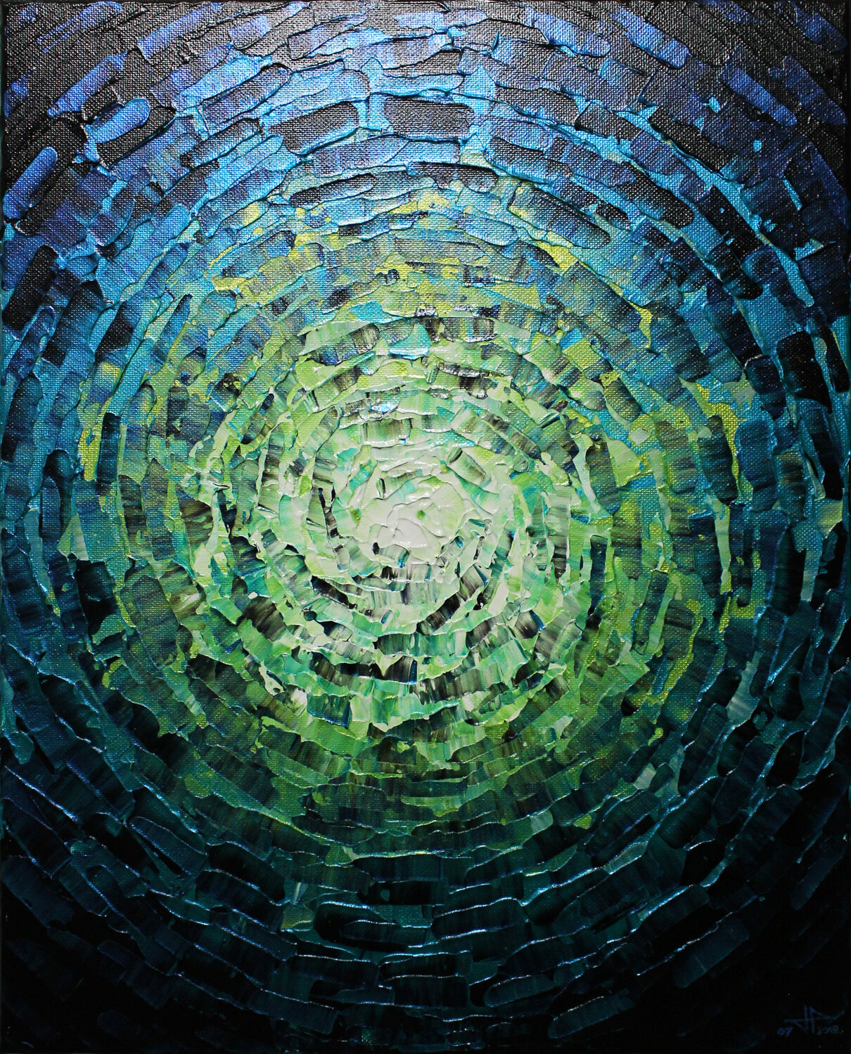 Éclat de lueur bleue verte iridescente Jonathan Pradillon