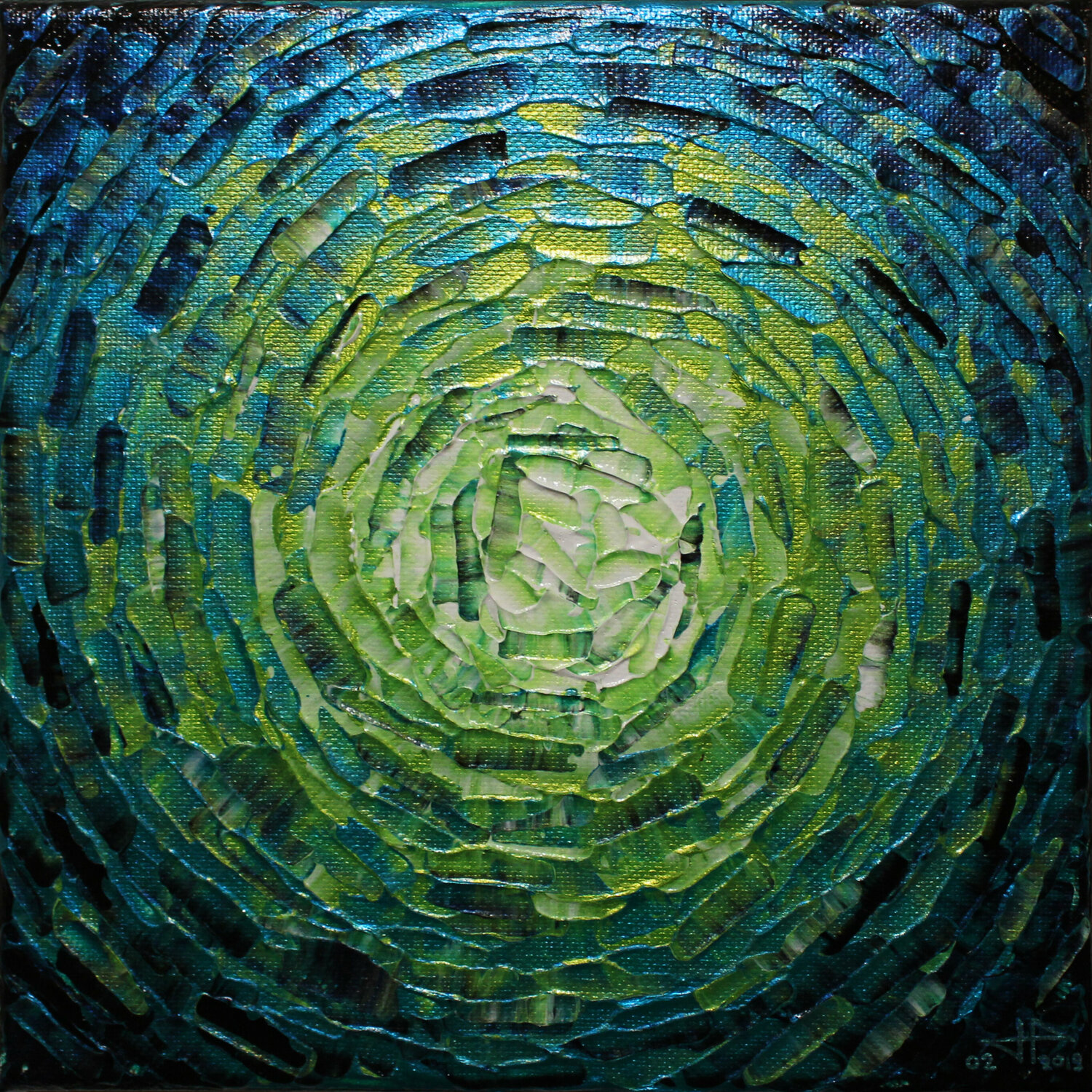 Petit éclat de lueur bleue verte iridescente Jonathan Pradillon