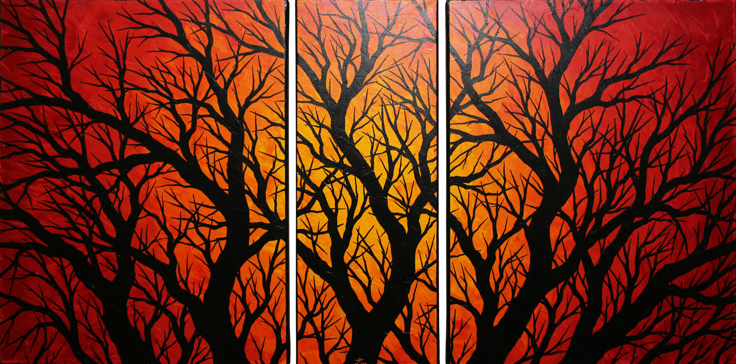 Triptyque silhouettes branchages Jonathan Pradillon