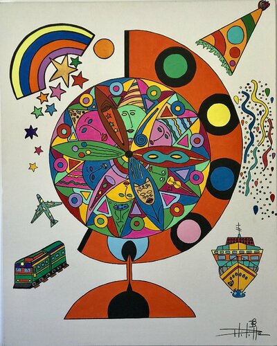 La planète en fête van Philippe Seigle, Schilderij te koop op Singulart