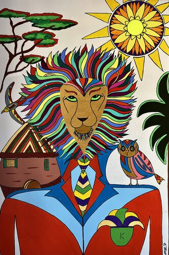 Golden king by Philippe Seigle, Painting for Sale on Singulart