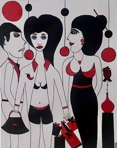 Rouge passion, noir secret van Philippe Seigle, Schilderij te koop op Singulart