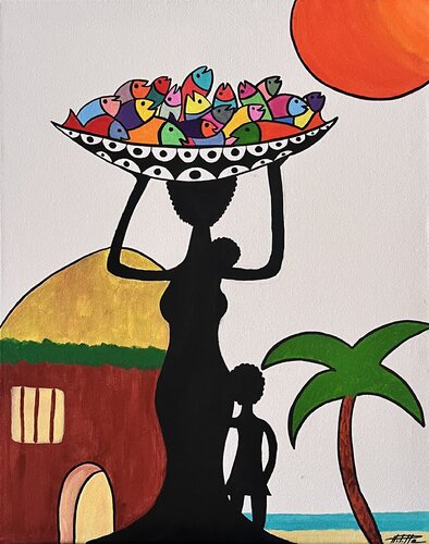 Maman courage africaine van Philippe Seigle, Schilderij te koop op Singulart