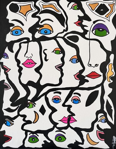 La mosaïque des regards van Philippe Seigle, Schilderij te koop op Singulart