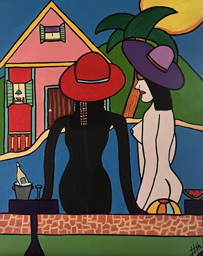 Les copines au soleil van Philippe Seigle, Schilderij te koop op Singulart