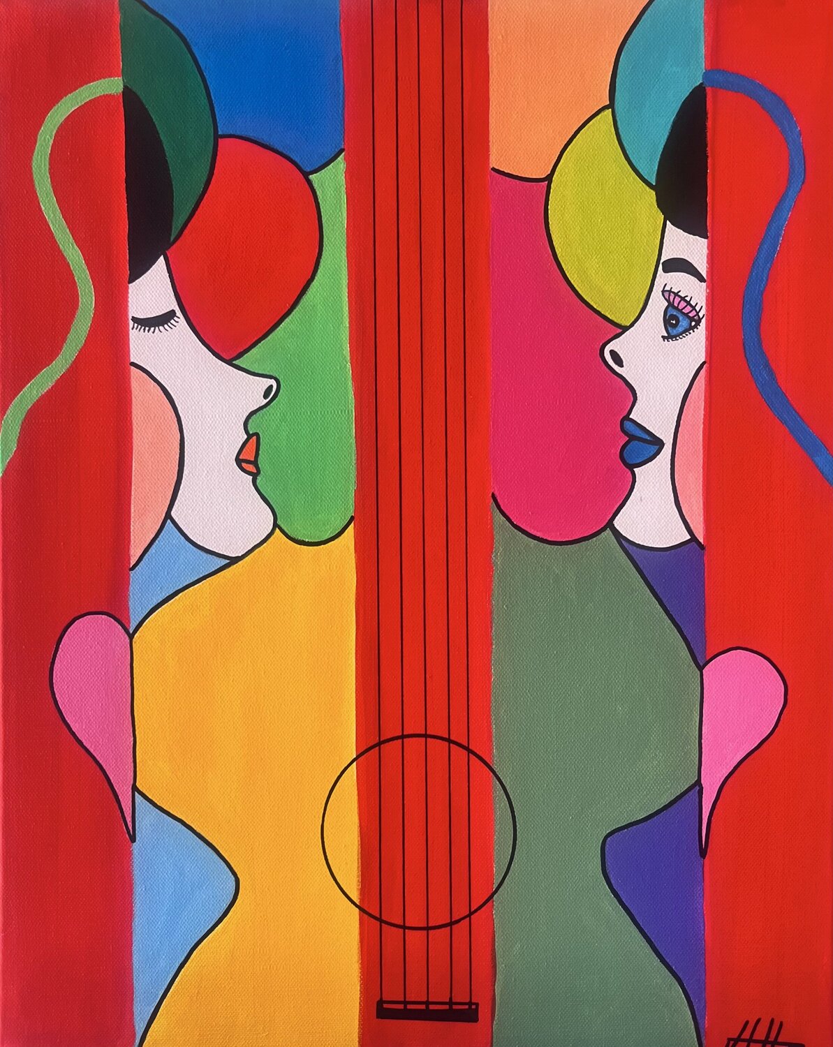 Dialogue sensuel en rouge majeur Philippe Seigle Originalgemälde zu verkaufen