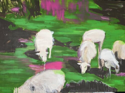 The SHEEPS (3) van Laurence GIRO, Schilderij te koop op Singulart