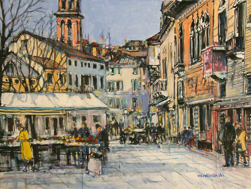 Venice, Campo Santa Margeritha van Piotr Rembielinski, Schilderij te koop op Singulart