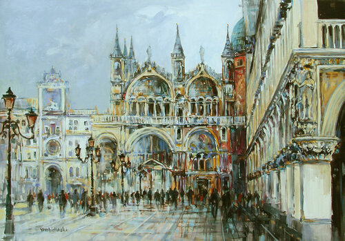 Venice,  Piazzetta San Marco van Piotr Rembielinski, Schilderij te koop op Singulart