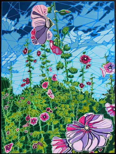 Hollyhock Serenade de David Tomlin, Pintura a la venta en Singulart