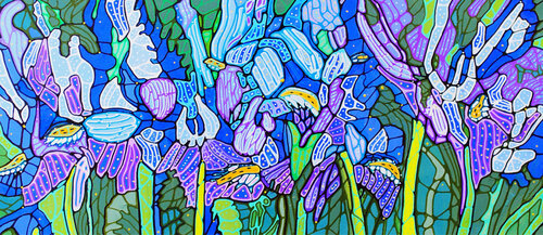 The Dance of the Irises van David Tomlin, Schilderij te koop op Singulart