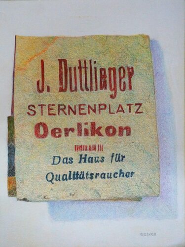 Briefchen Zündhölzer "J.Duttlinger" van Ueli Kühni, Tekening te koop op Singulart